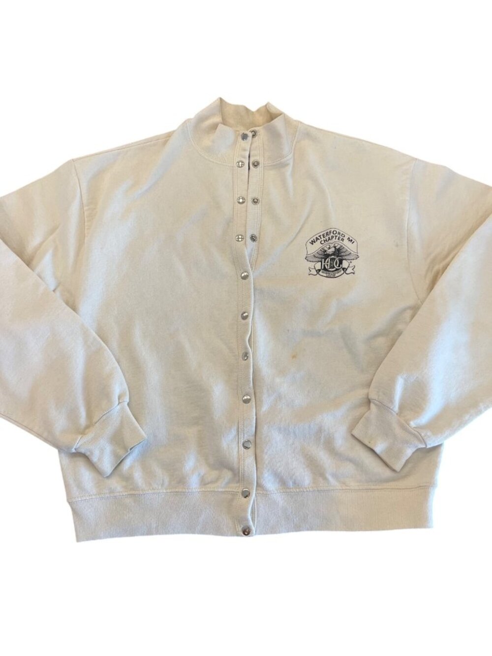 Harley Davidson Y2K Cream Biker Sweater Snap-Front Women's Size L Made in USA